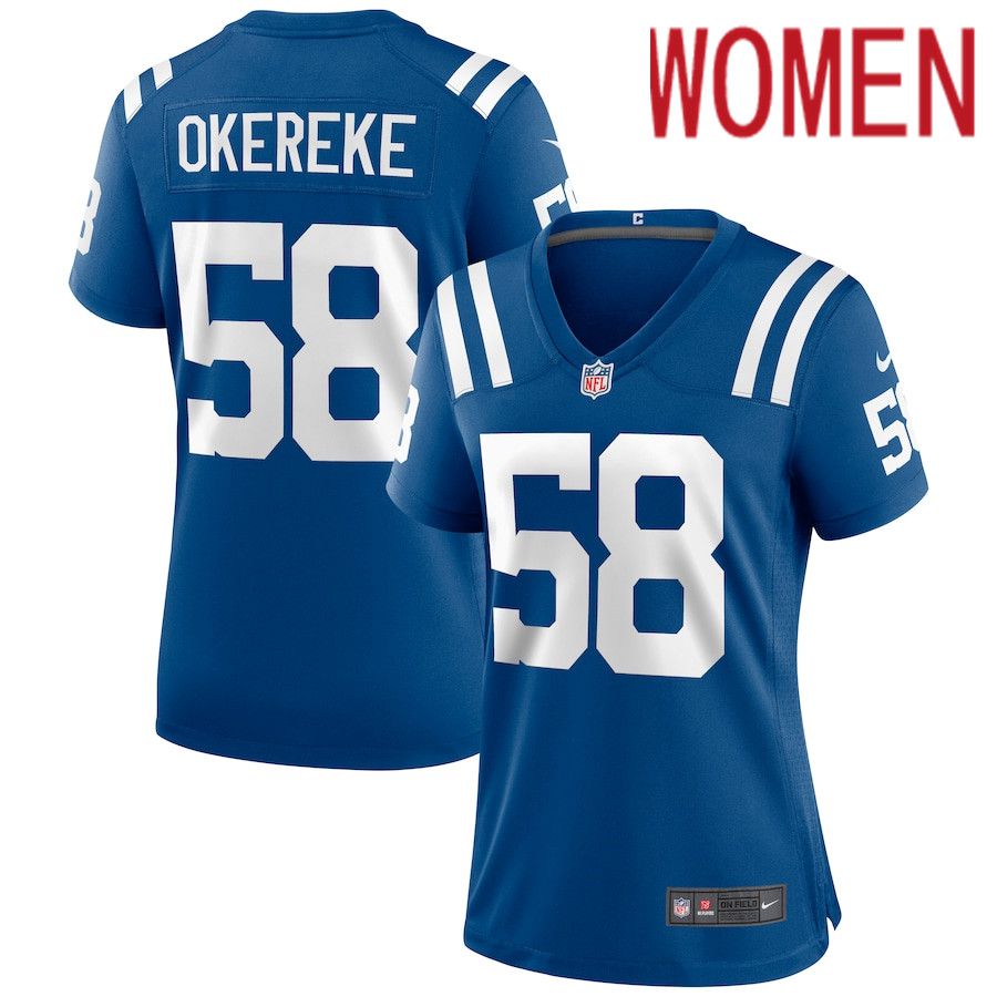 Women Indianapolis Colts #58 Bobby Okereke Nike Royal Game NFL Jersey->women nfl jersey->Women Jersey
